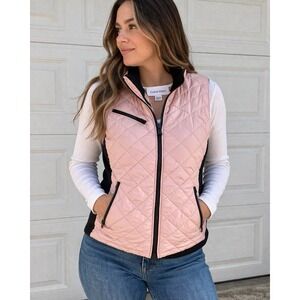 Calvin Klein Quilted Vest Womens Medium Pink Lightweight Puffer Zip‎